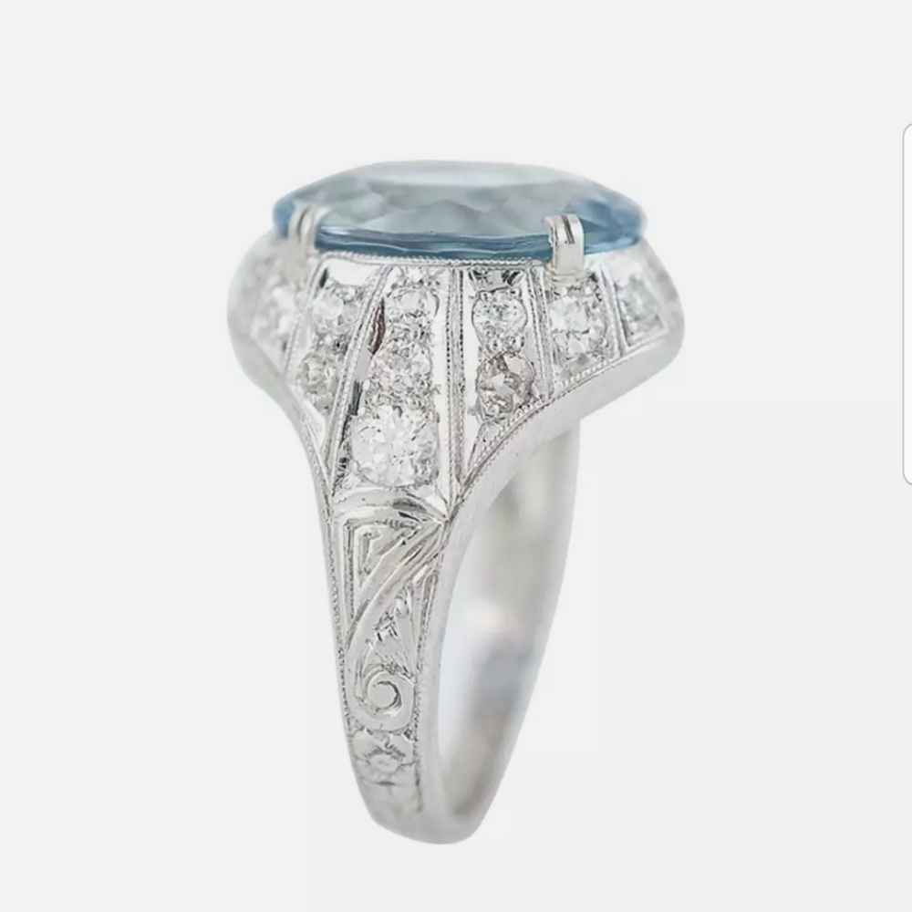 New Fashion Women Blue Aquamarine Ring Gemstone - Picture 7 of 10